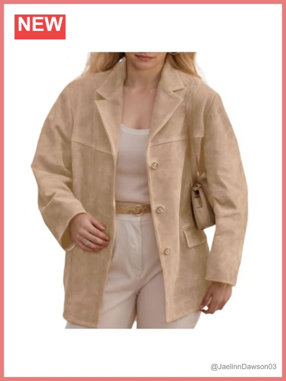 Faux Suede Blazer Oversized Button Down Jacket for Women